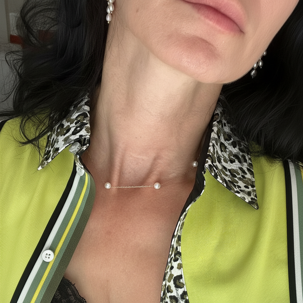 שרשרת פנינים עדינה בעיצוב מינימליסטי ואלגנטי Lina