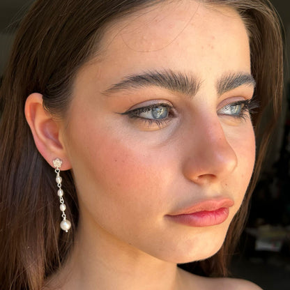 עגילי רוז פנינים